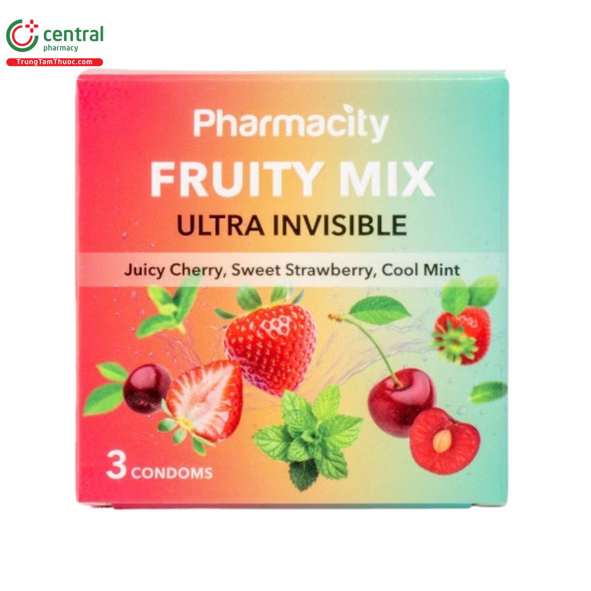 bao cao su pharmacity ultra invisible fruity mix 1 V8235