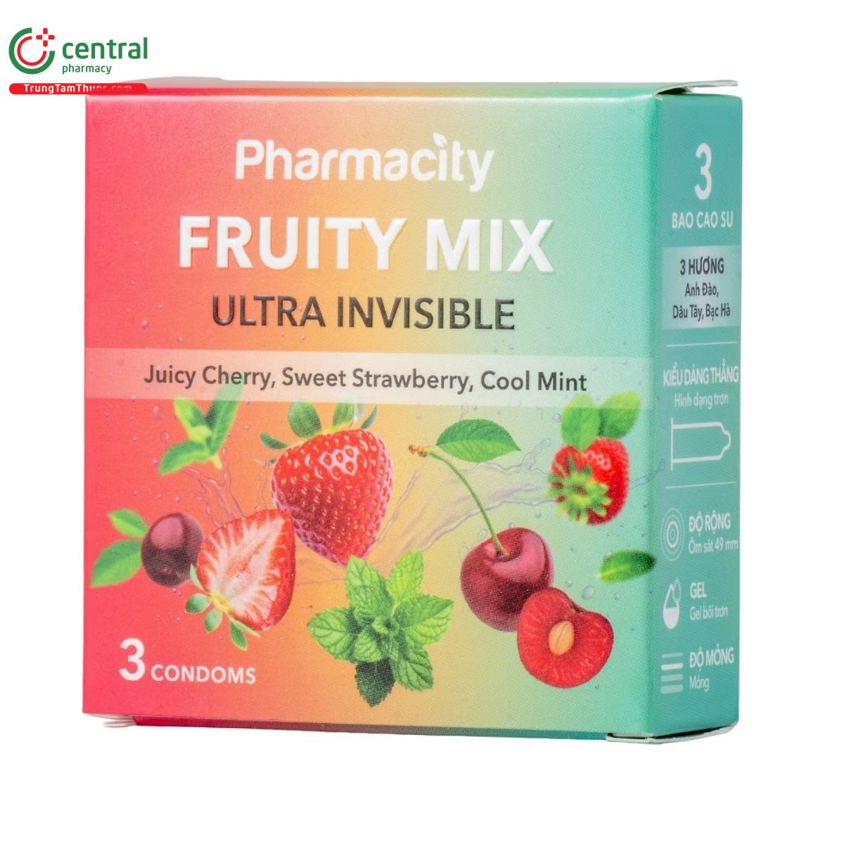 bao cao su pharmacity ultra invisible fruity mix 3 V8628