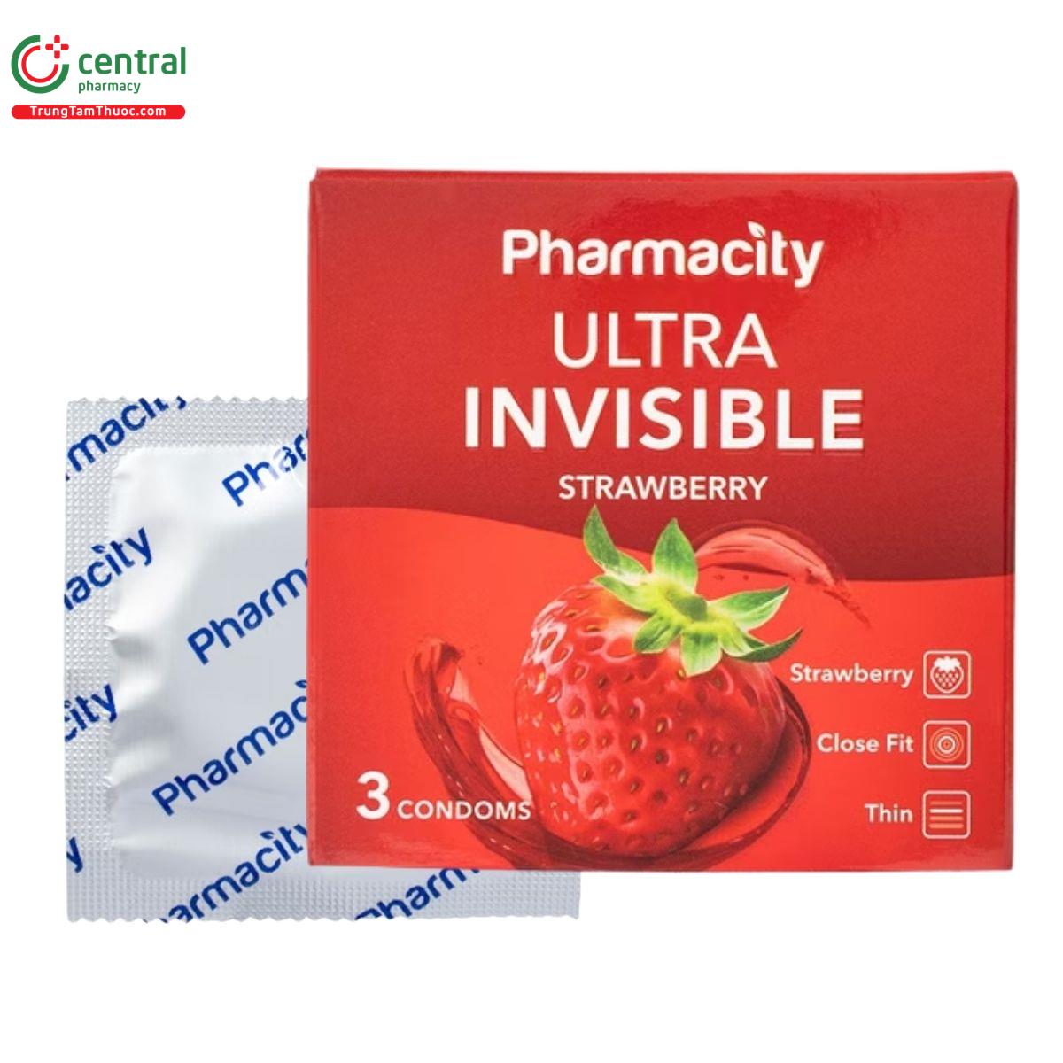 bao cao su pharmacity ultra invisible strawberry 1 N5382
