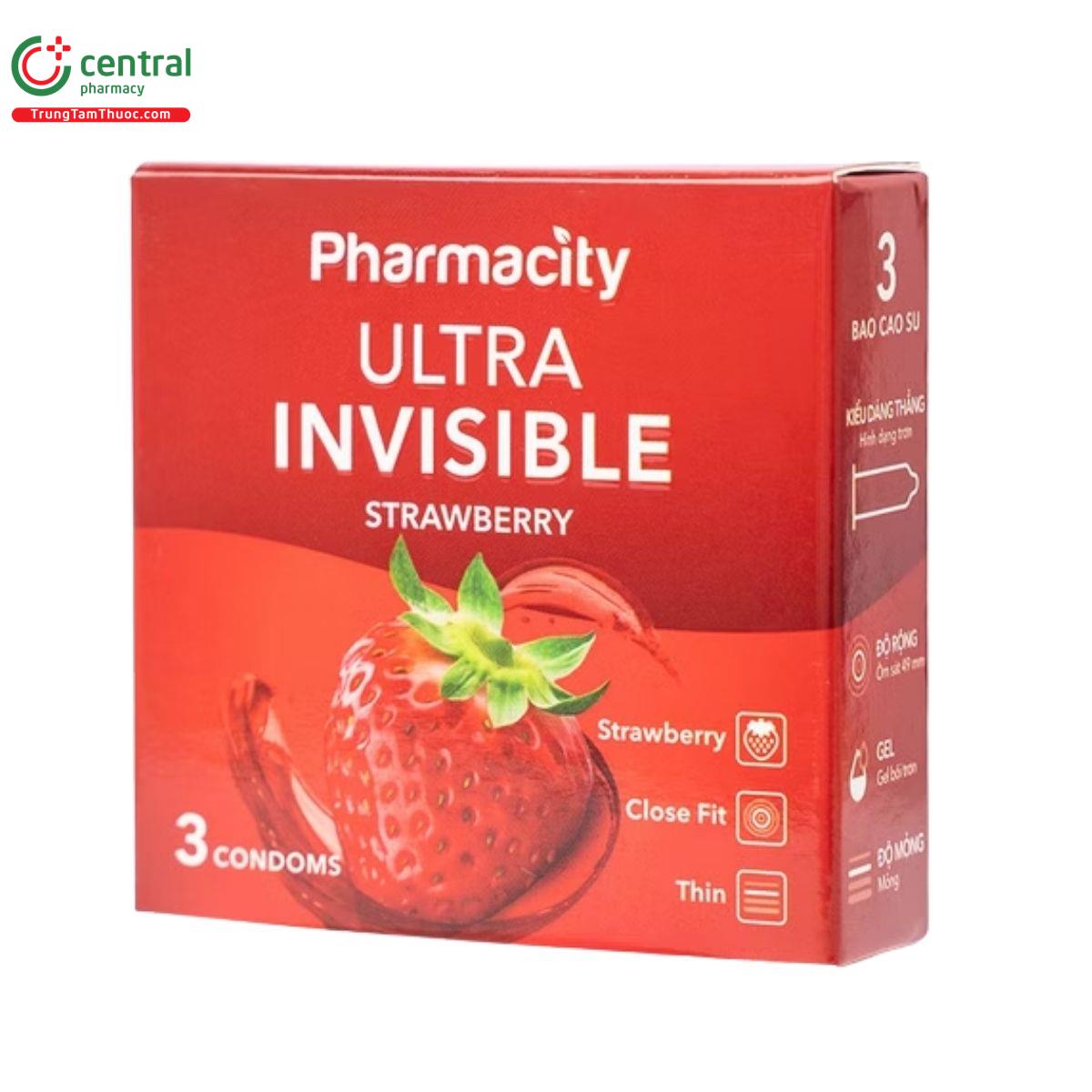 bao cao su pharmacity ultra invisible strawberry 3 B0117