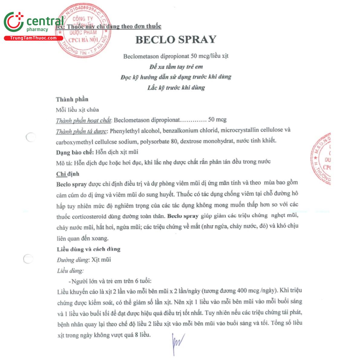 beclo spray 50mcg 4 B0651