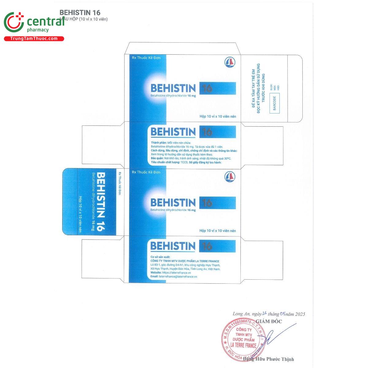 behistin 16mg 3 D1830