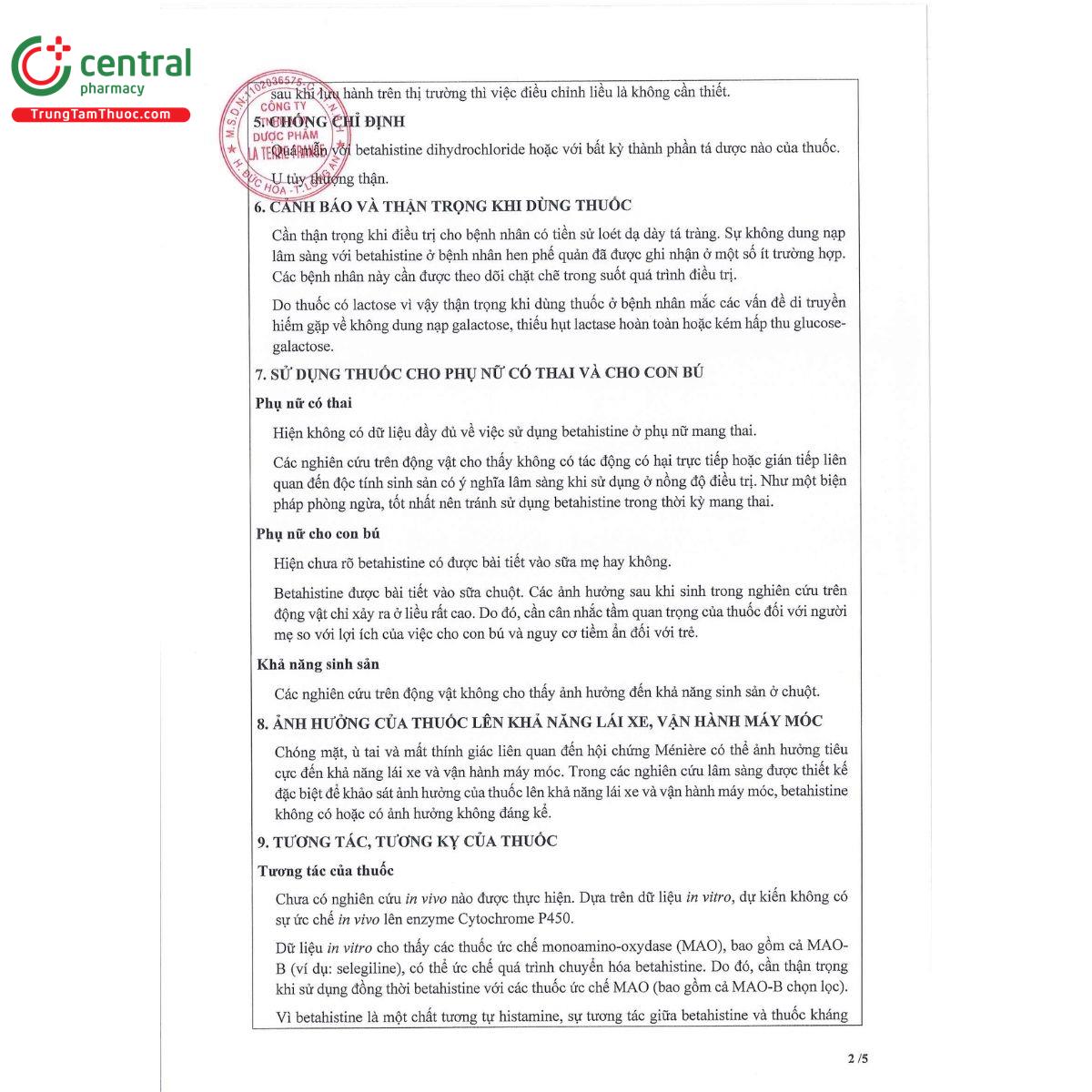 behistin 16mg 5 G2303