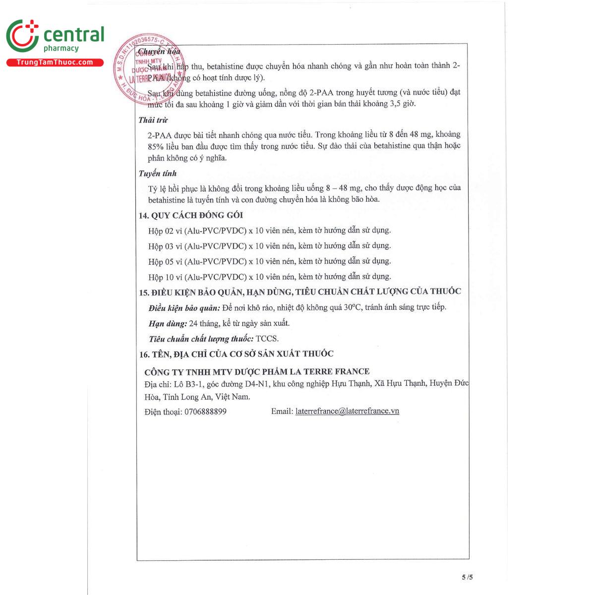 behistin 16mg 8 V8831