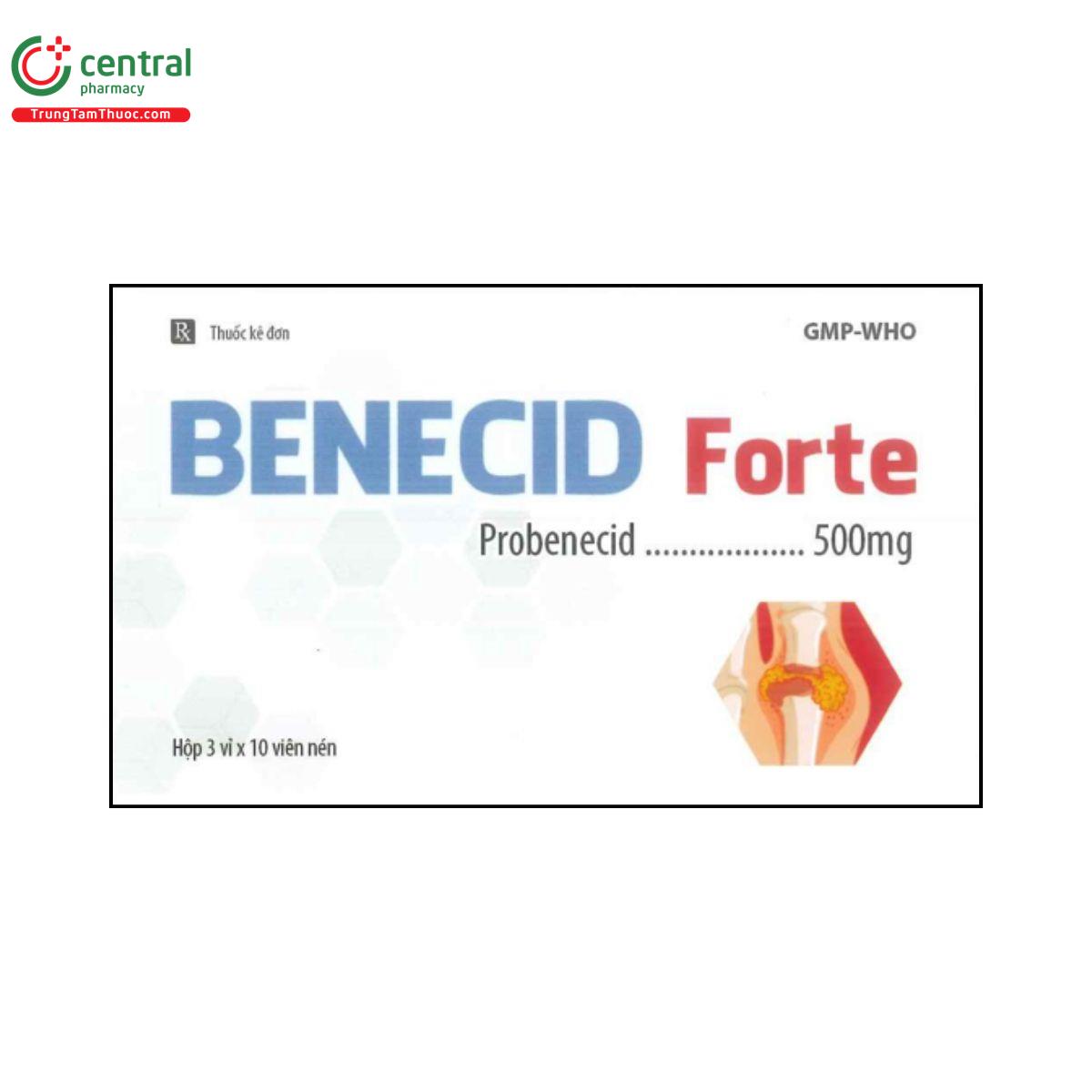 Benemid Thuốc Benecid Forte 500mg điều trị tăng acid uric máu