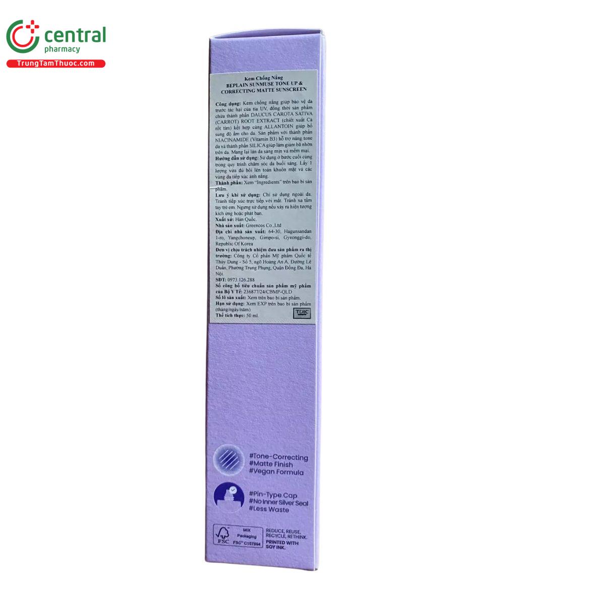 beplain sunmuse tone up correcting matte sunscreen spf50 pa 9 B0587 beplain sunmuse tone up correcting matte sunscreen spf50 pa 9 B0587