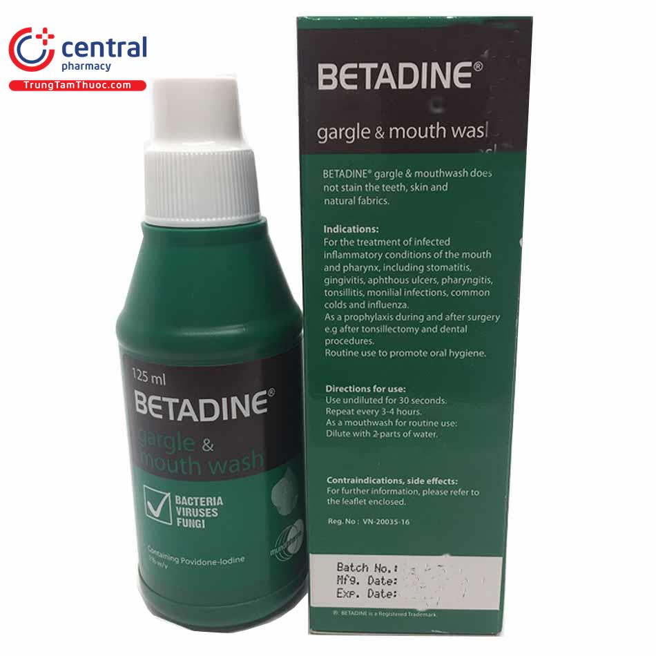 betadine gargle mouthwash 1 6 A0636
