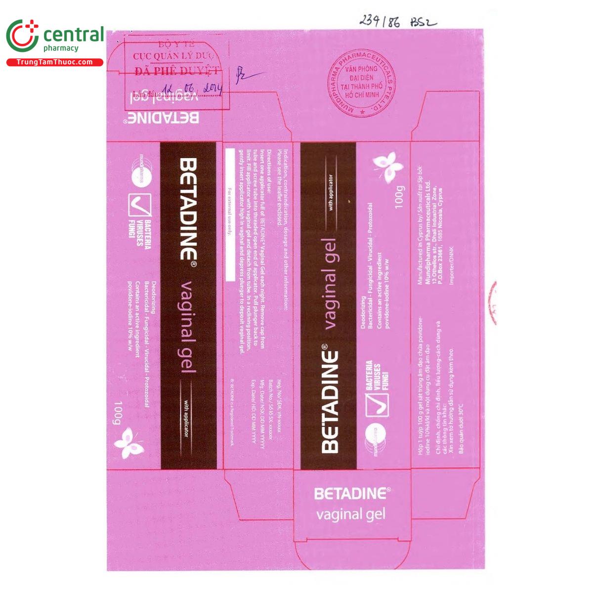 betadine vaginal gel 10 1 M5634