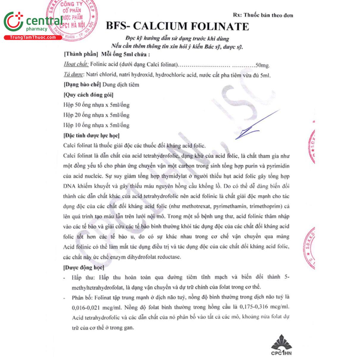 bfs calcium folinate 4 G2604