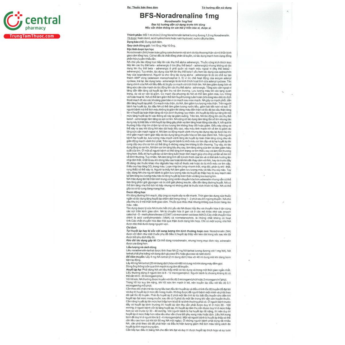 bfs noradrenaline 1mg 4 T7031 bfs noradrenaline 1mg 4 T7031