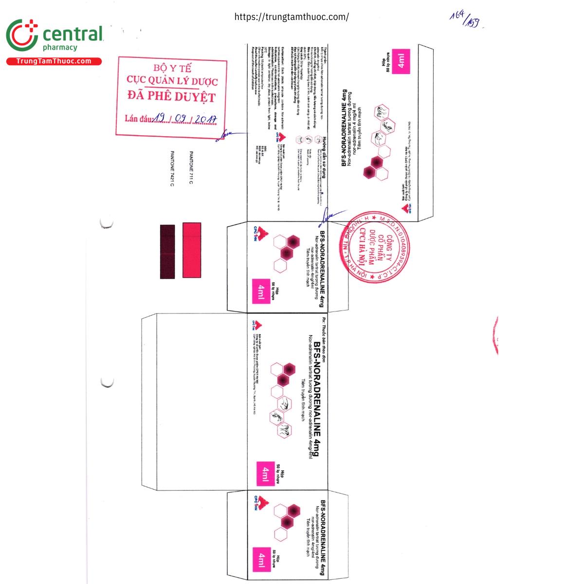 bfs noradrenaline 4mg 4 J3258