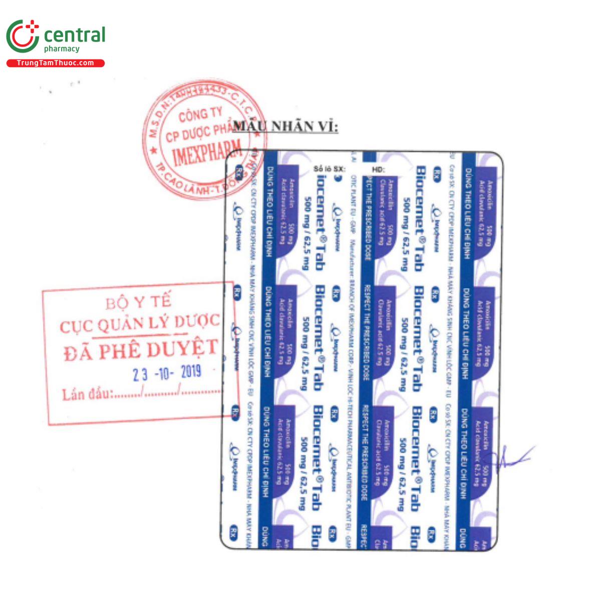 biocemet tab 500mg 625mg 9 U8365