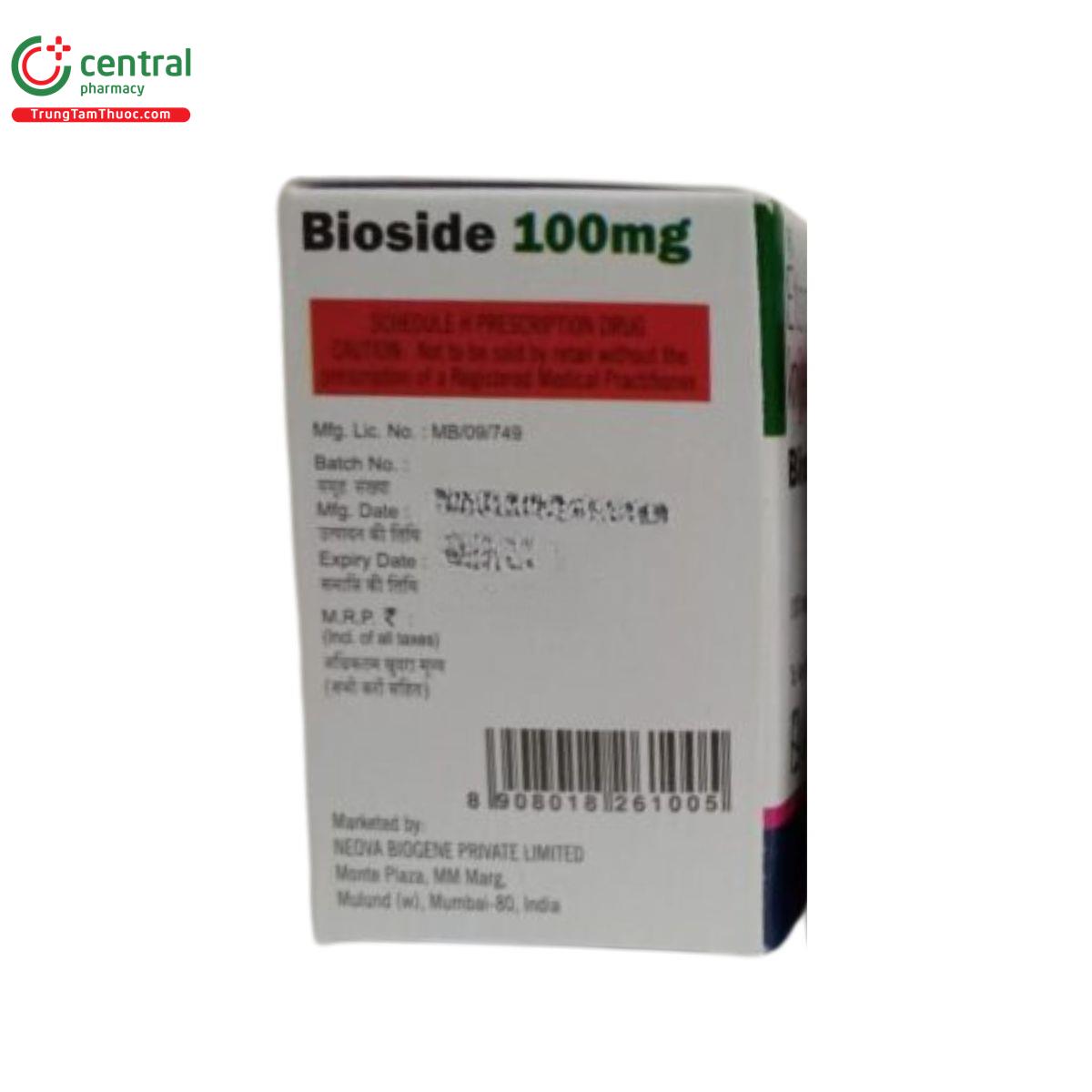 Thuốc Bioside 100mg Etoposide injection trị ung thư phổi, tinh hoàn