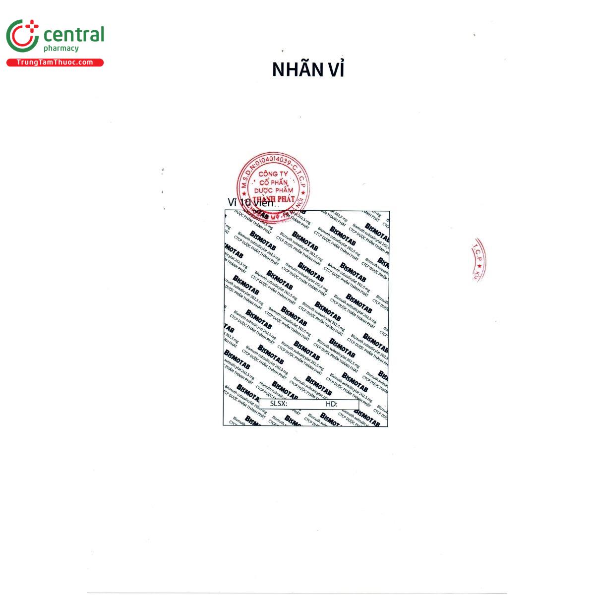 bismotab 262 5mg 3 U8281