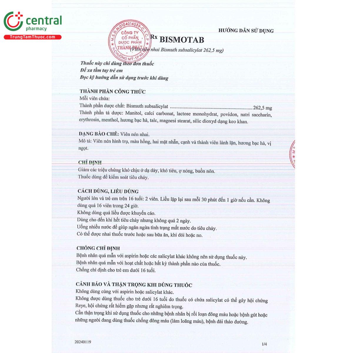 bismotab 262 5mg 4 T7845