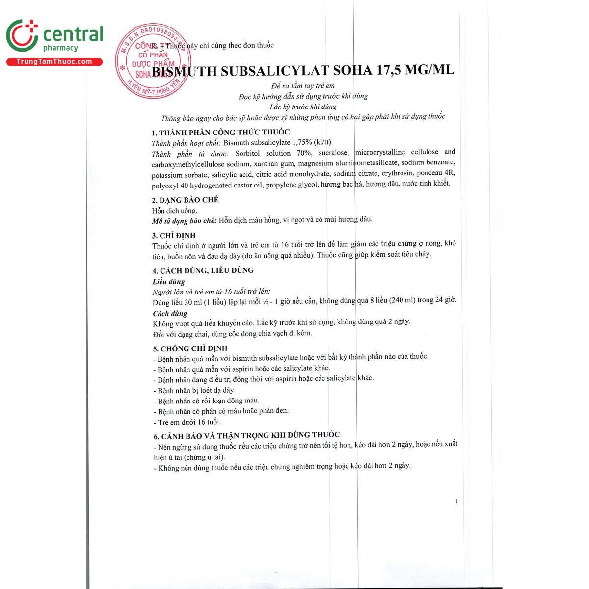 bismuth subsalicylat soha 17 5 mg ml 9 S7702 bismuth subsalicylat soha 17 5 mg ml 9 S7702