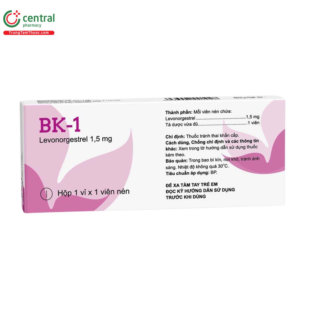 Thuốc BK-1 giúp tránh thai khẩn cấp hiệu quả trong vòng 72 giờ
