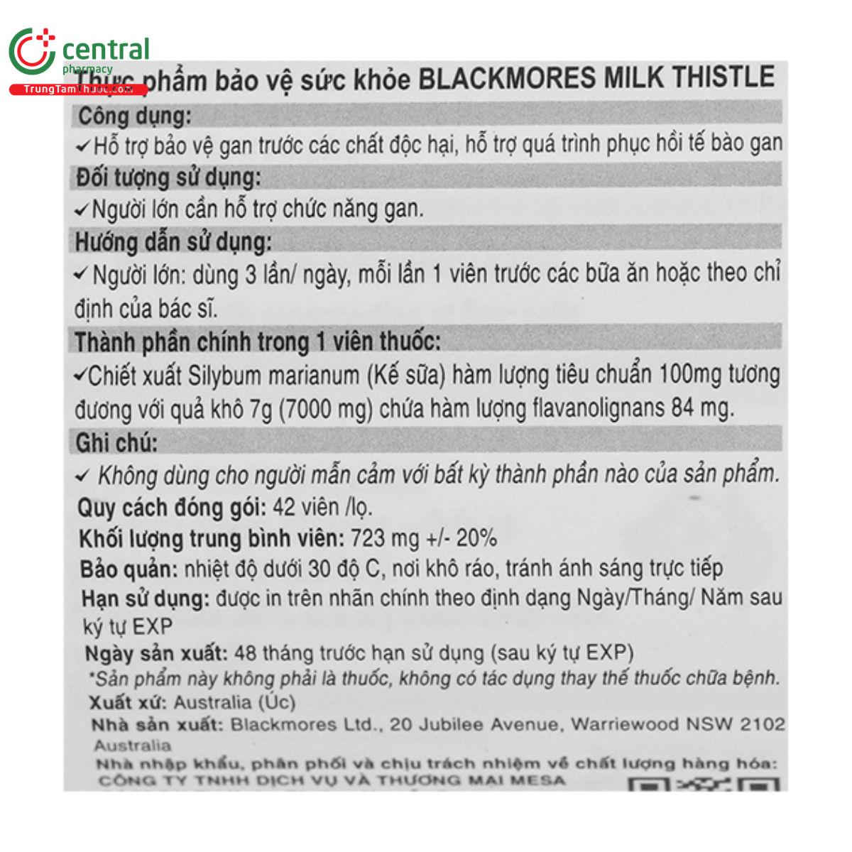 blackmores milk thistle 7 G2213