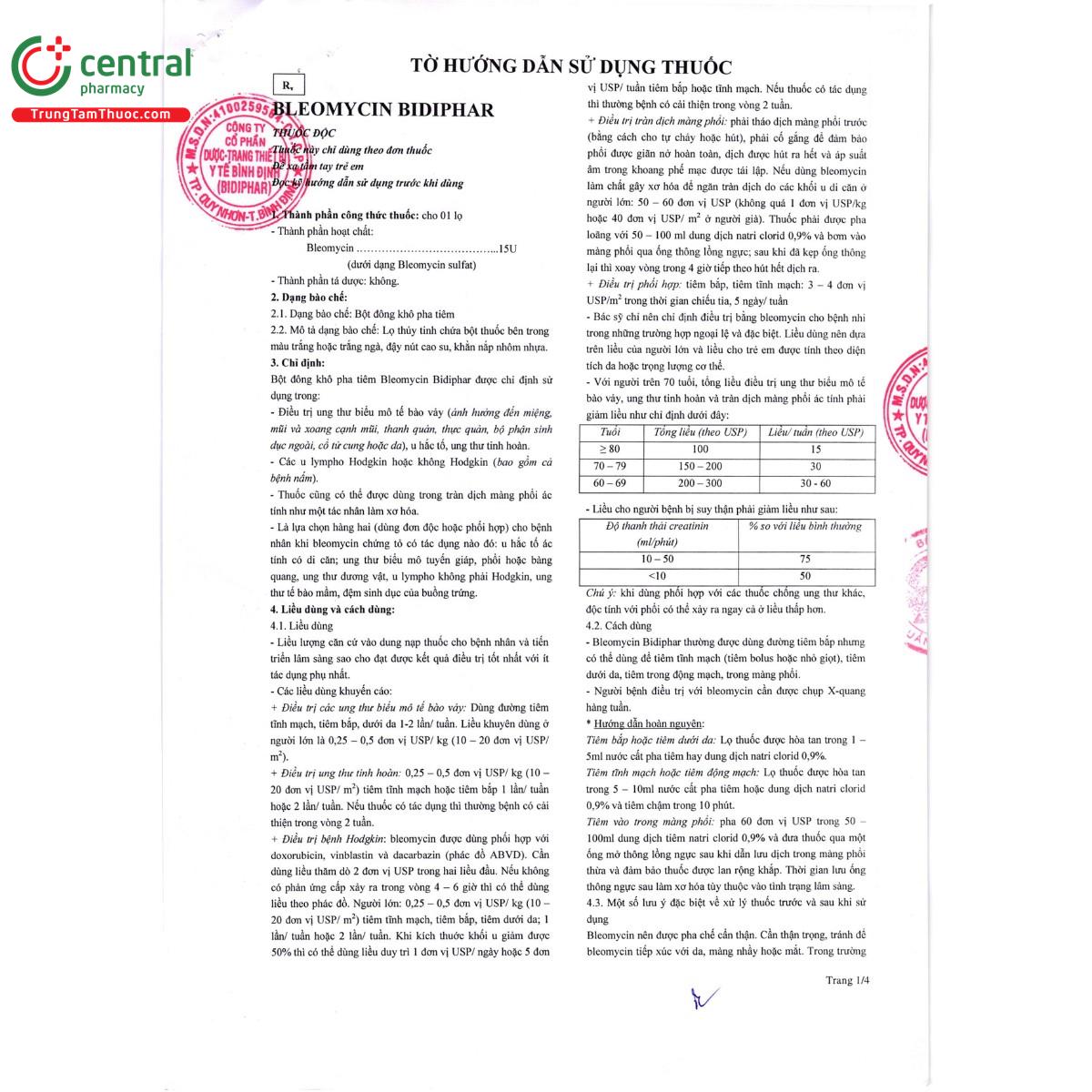 bleomycin bidiphar 15u 5 E1877