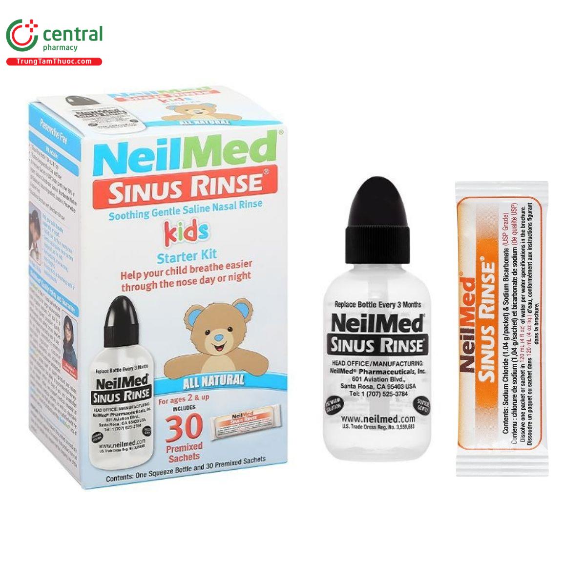 Bộ dụng cụ vệ sinh mũi Neilmed Sinus Rinse kids (1 bình 120ml + 30 gói)