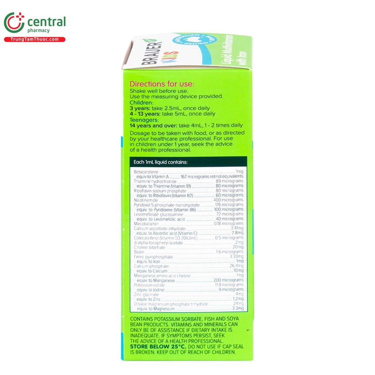 brauer kids liquid multivitamin with iron 7 K4086