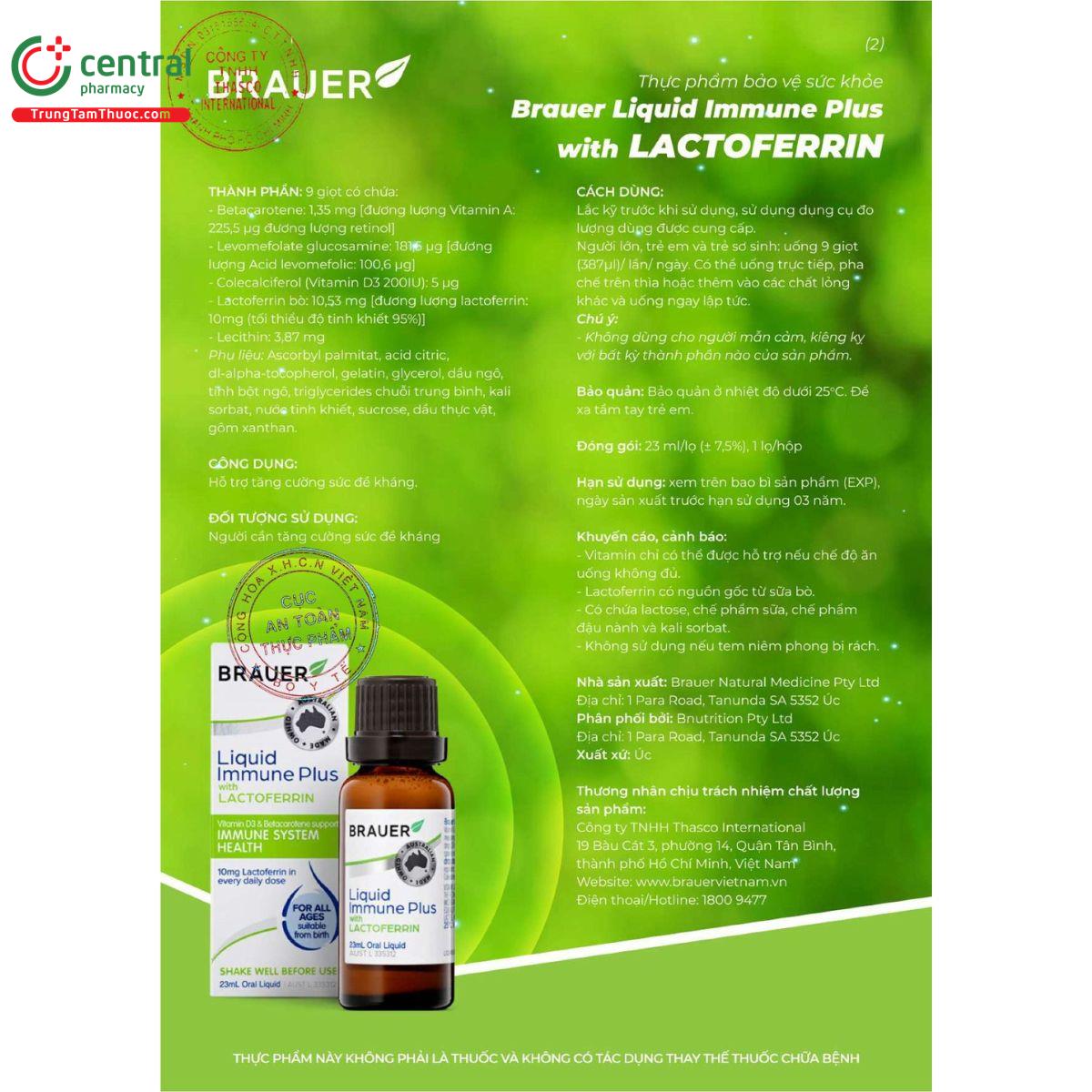 brauer liquid immune plus with lactoferrin 5 L4165