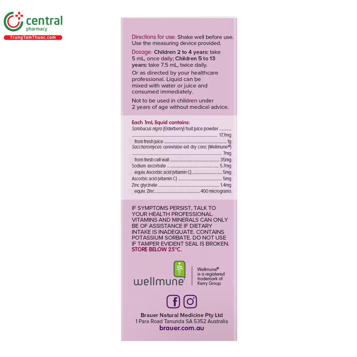 brauer sambucus black elderberry kids immune plus 5 F2654