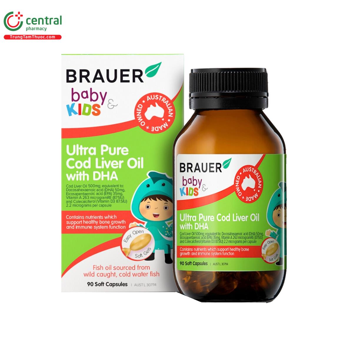 brauer ultra pure cod liver oil with dha 2 J3761