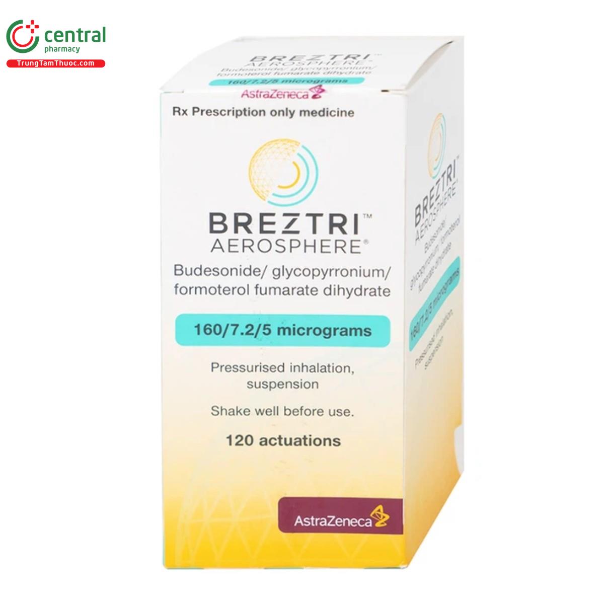 Thuốc xịt Breztri aerosphere điều trị duy trì bệnh phổi tắc nghẽn COPD