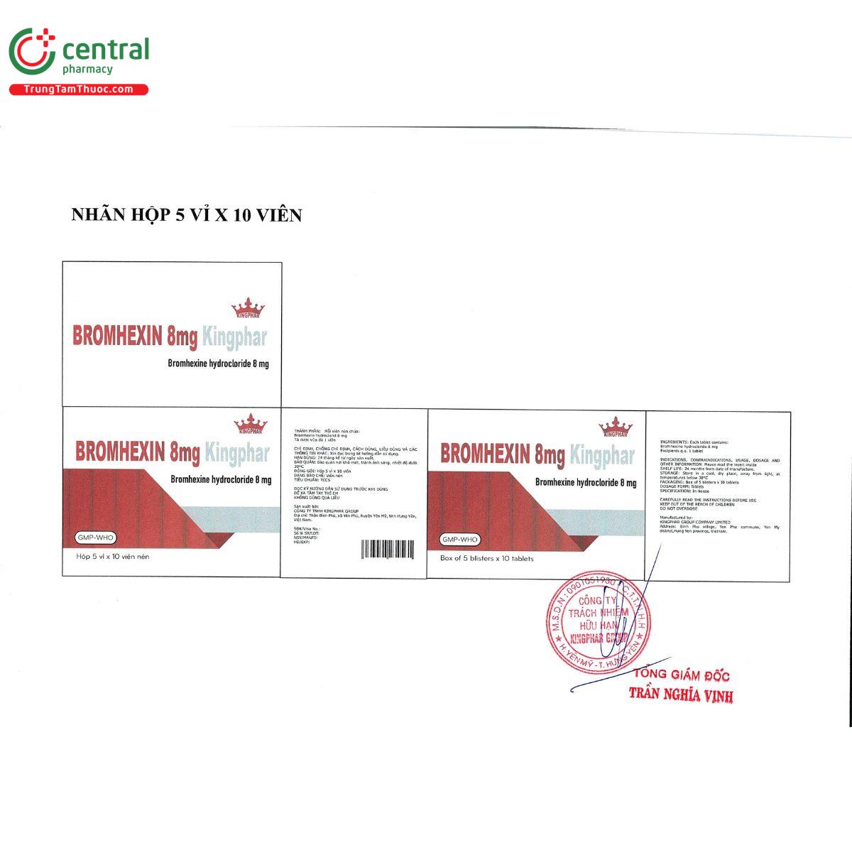 bromhexin 8 mg kingphar B0552 bromhexin 8 mg kingphar B0552