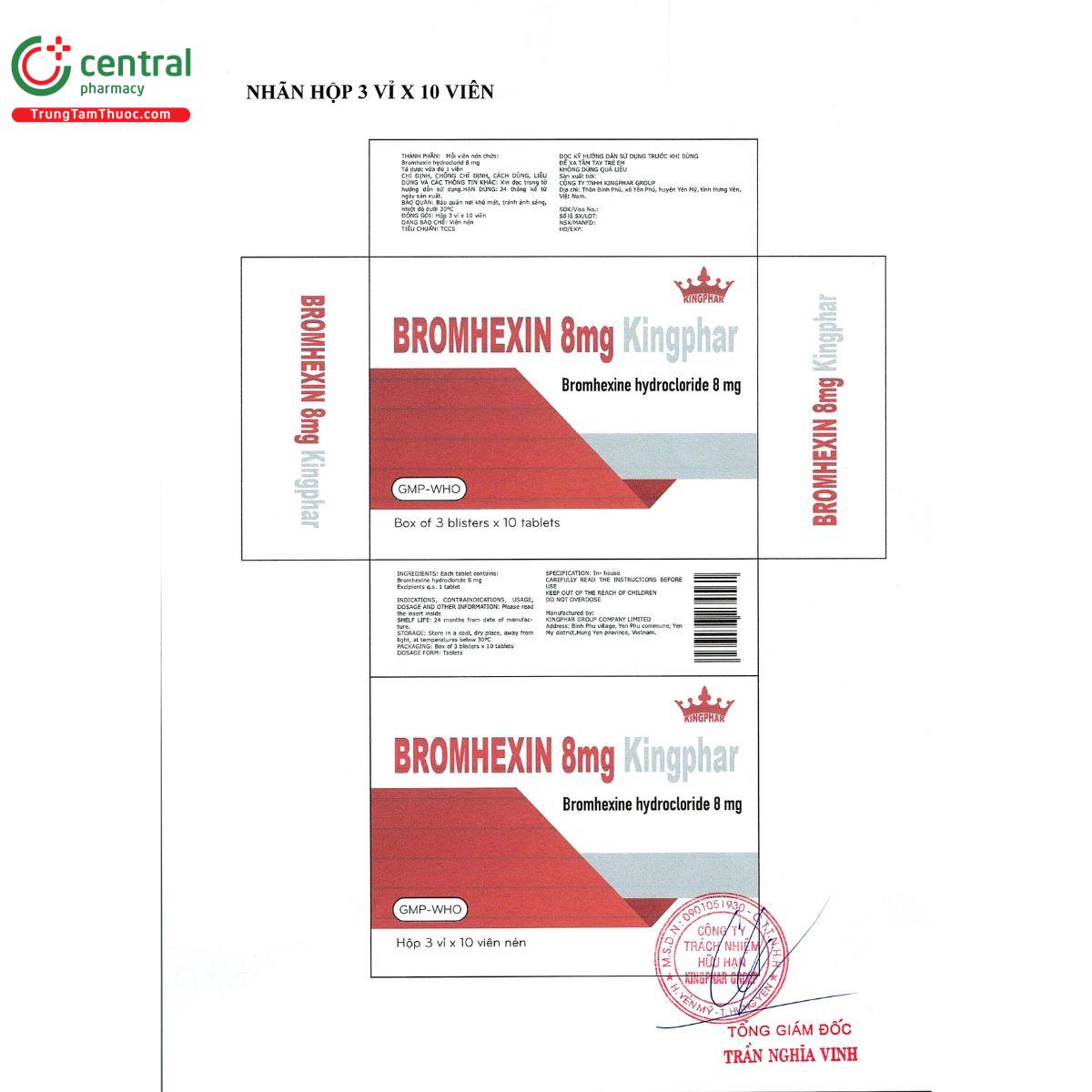 bromhexin 8 mg kingphar T7055 bromhexin 8 mg kingphar T7055