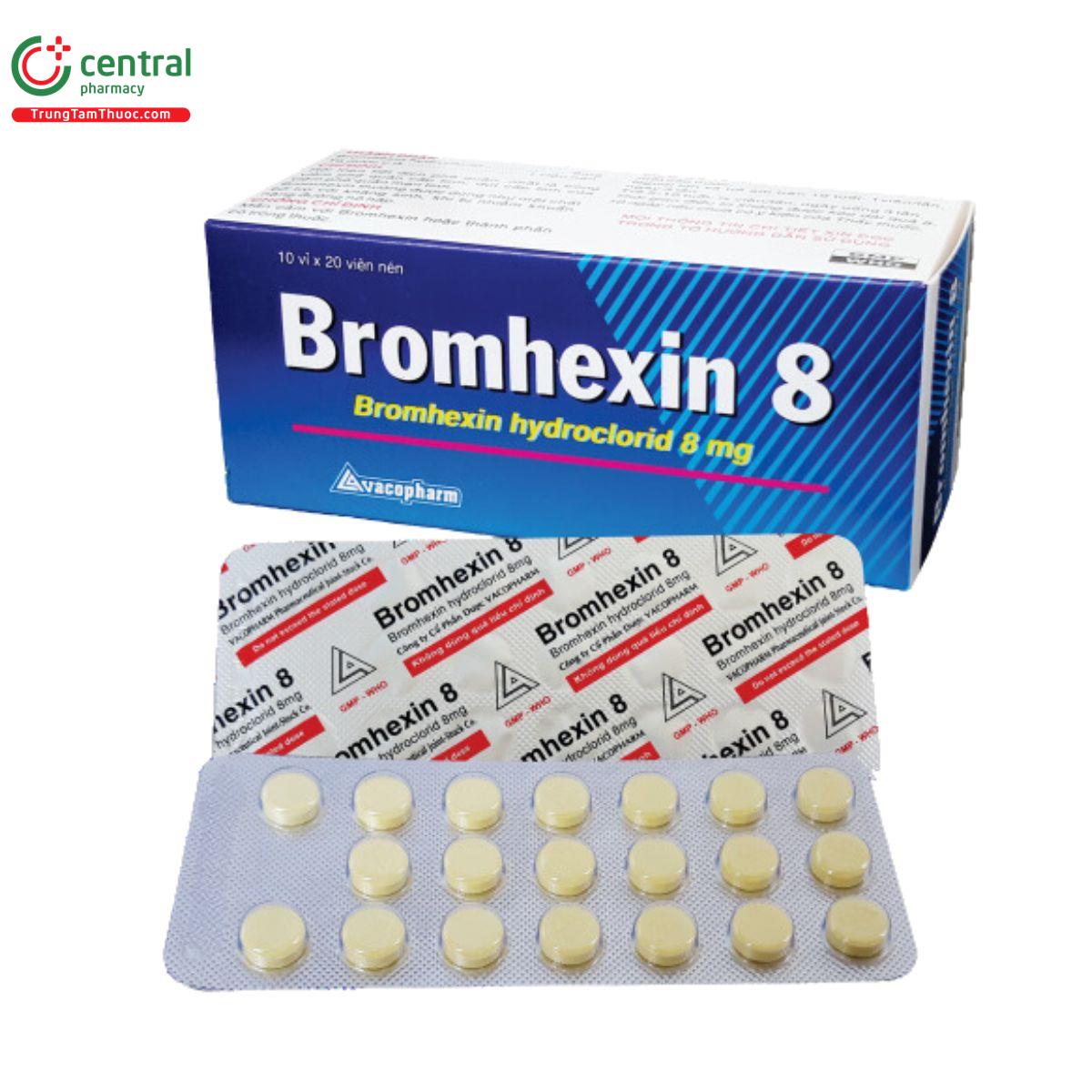 Thuốc Bromhexin 8mg Vacopharm - Điều trị rối loạn tiết dịch phế quản