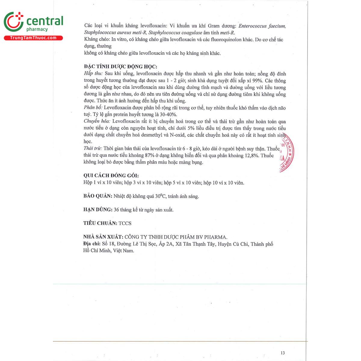 bv levocin 500mg 16 N5564