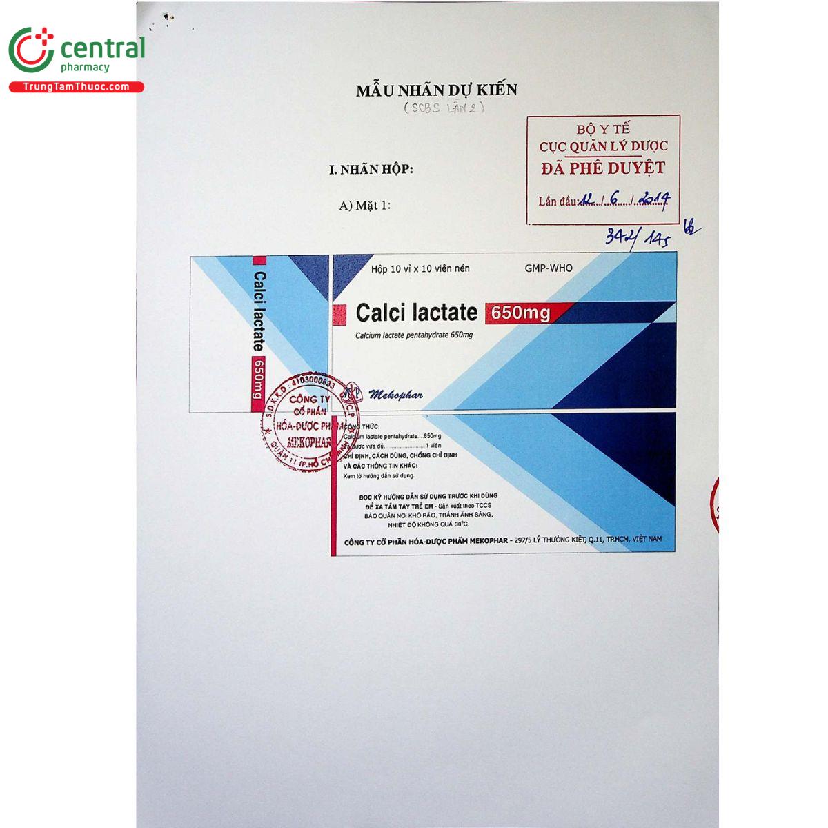 calci lactate 650mg mekophar 4 S7656
