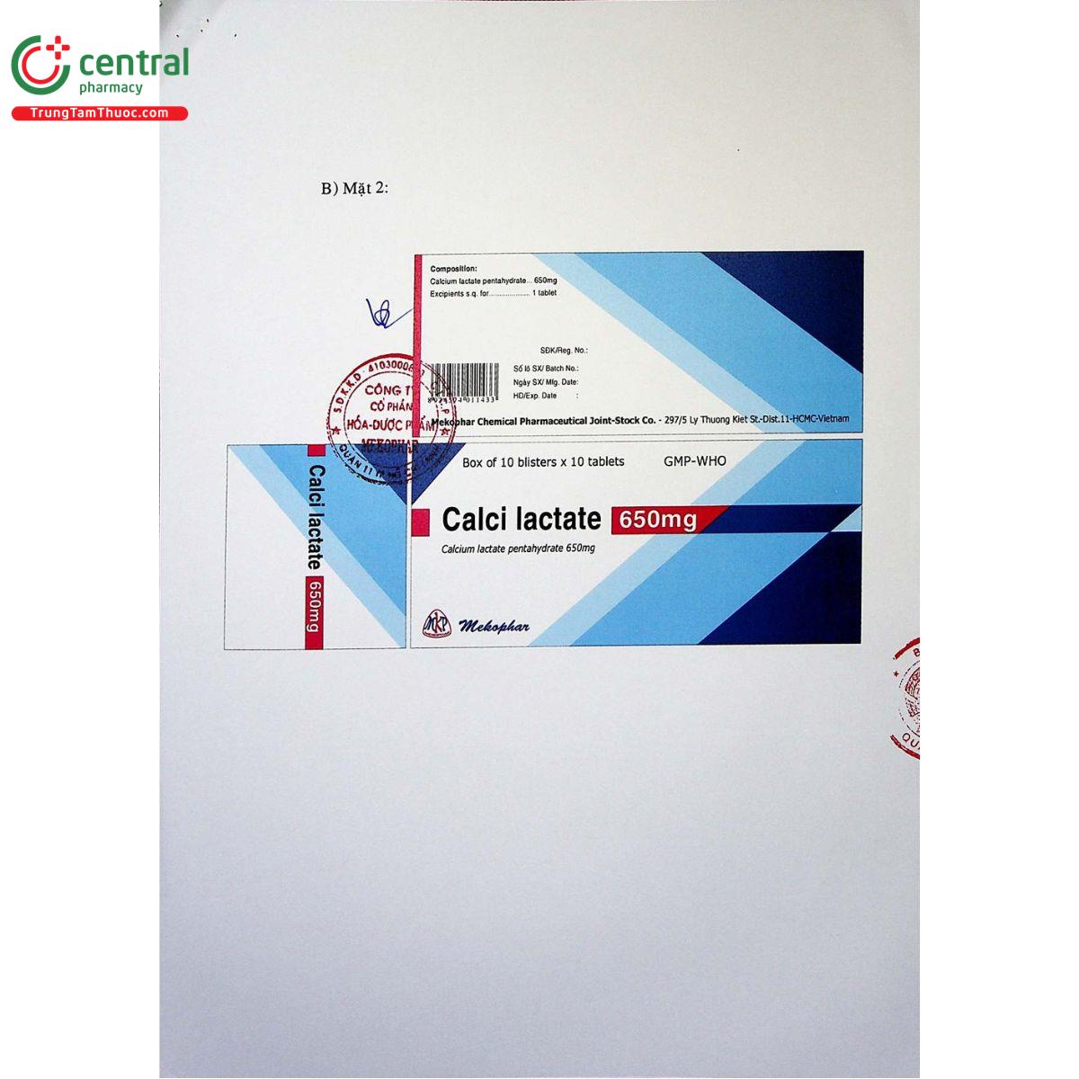 calci lactate 650mg mekophar 5 H3003