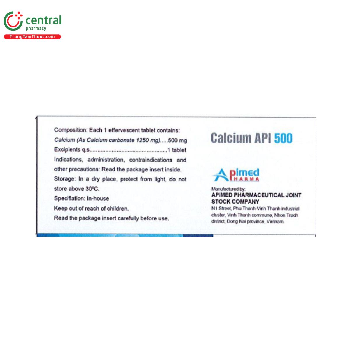 calcium api 500mg 4 H3853 calcium api 500mg 4 H3853