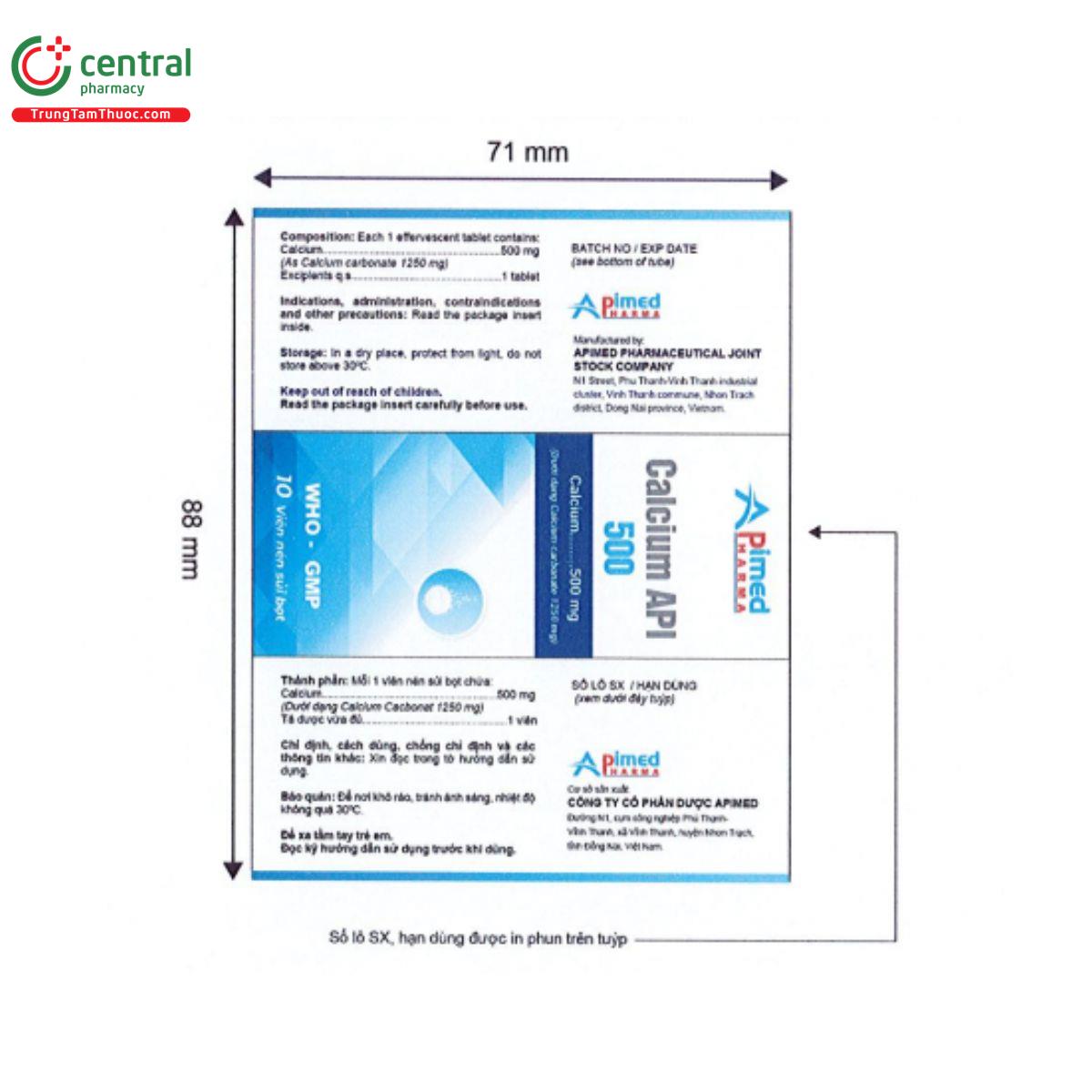 calcium api 500mg 5 O5500 calcium api 500mg 5 O5500