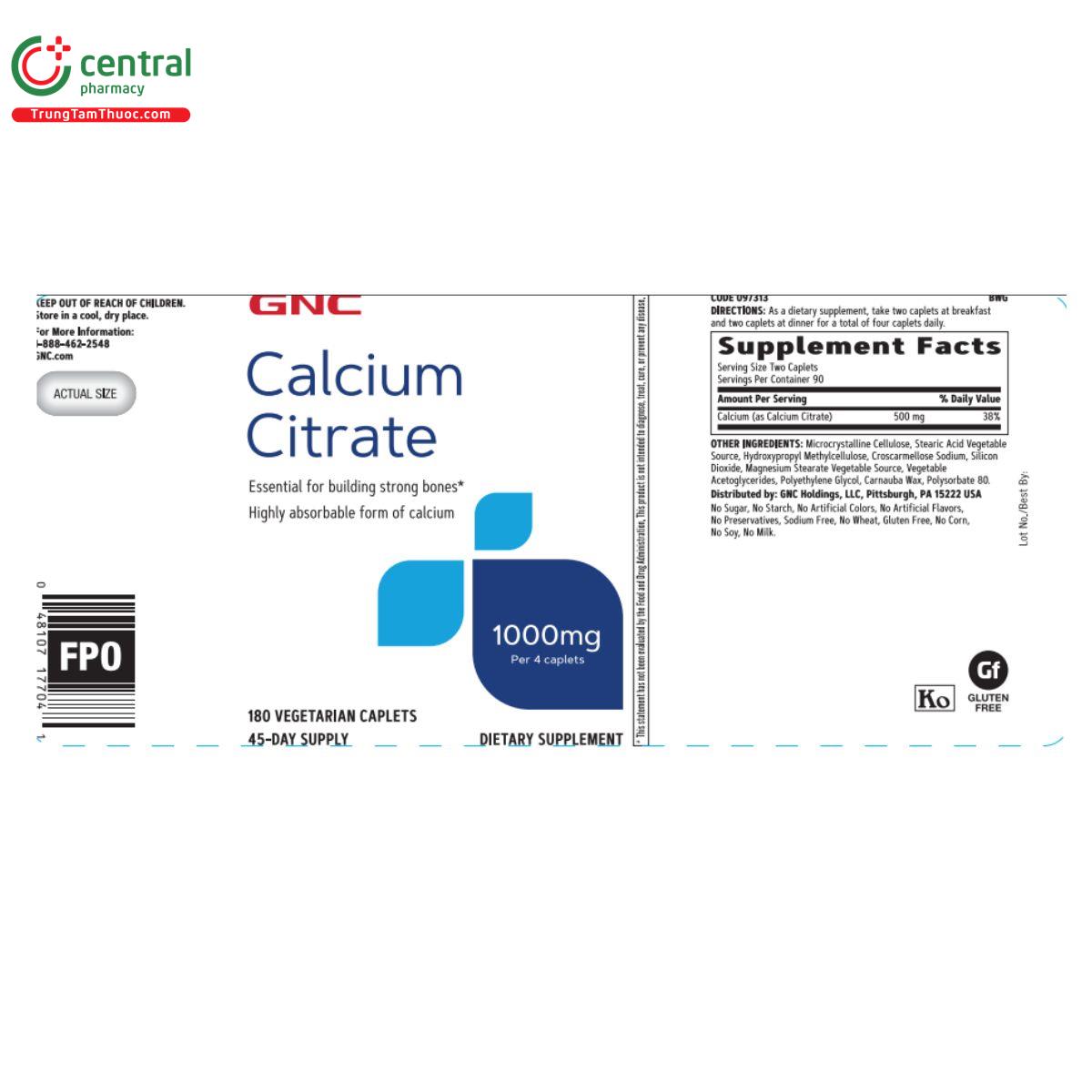 calcium citrate gnc 5 S7828