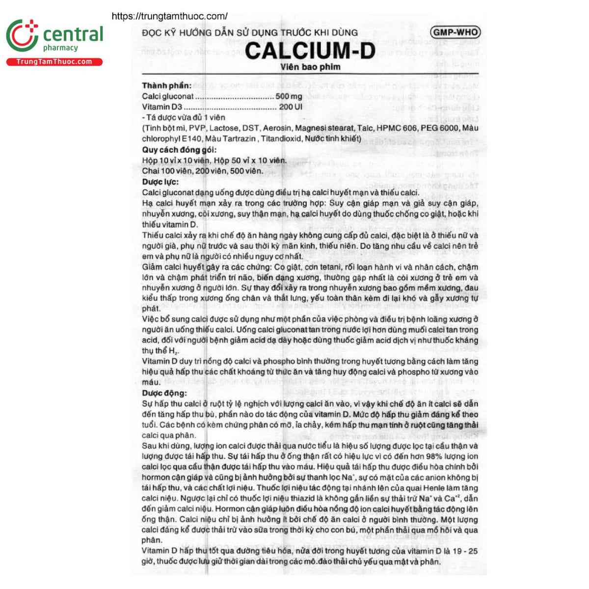 calcium d robinson pharma huong dan su dung trungtamthuoc page 1 D1418