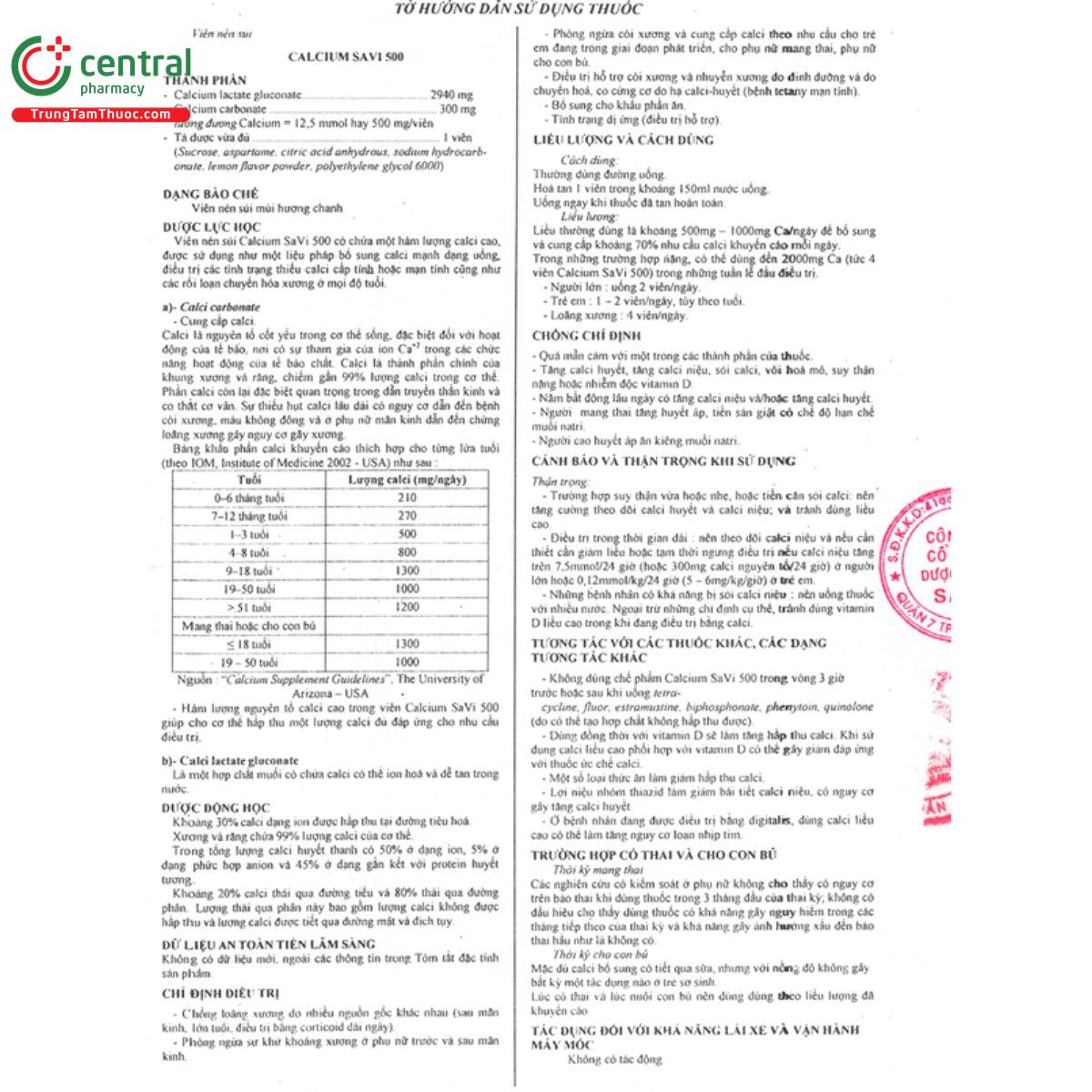 calcium savi 500 2 O5134 calcium savi 500 2 O5134