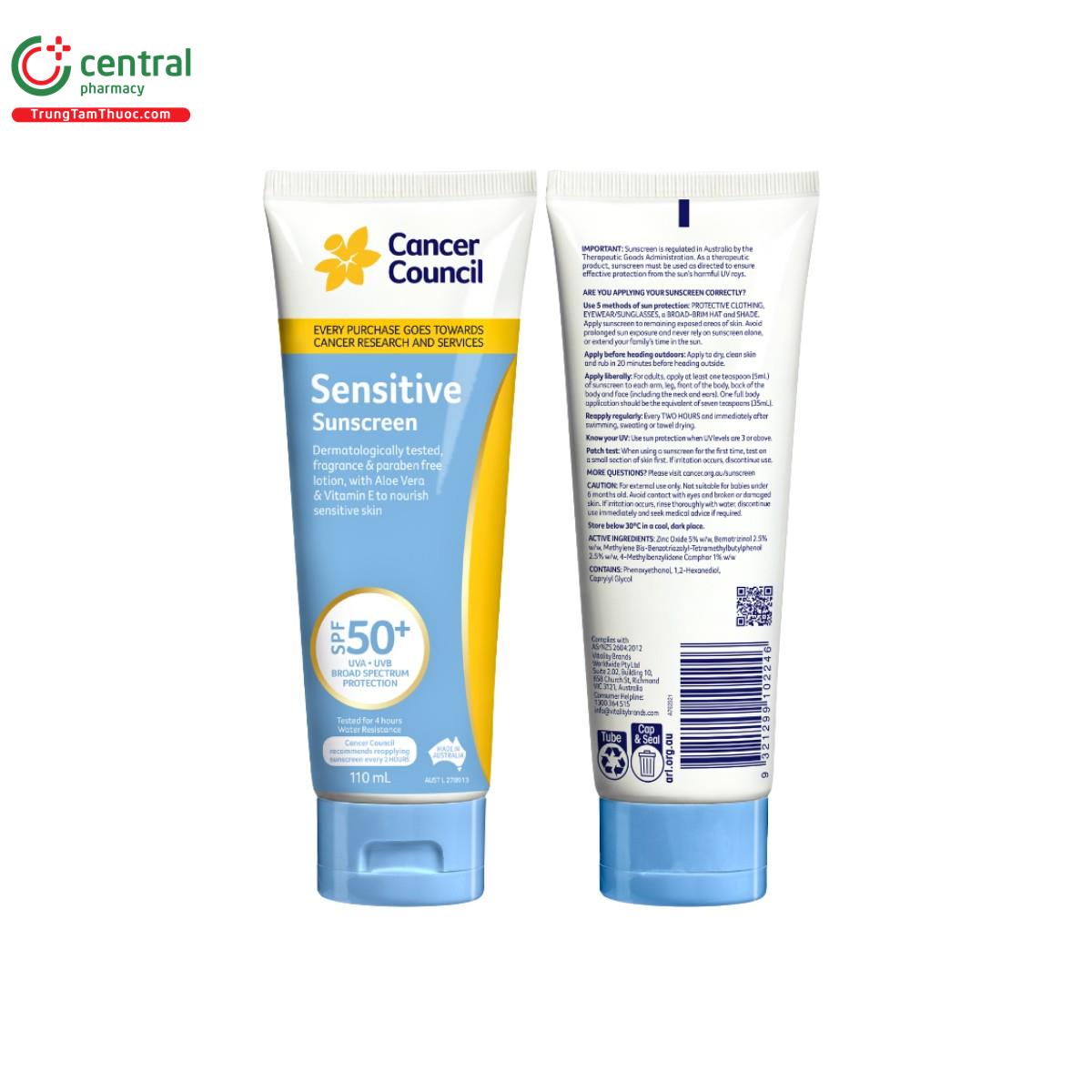 cancer council sensitive sunscreen spf50 2 O5150