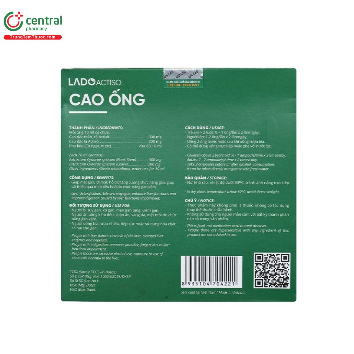 cao ong ladoactiso khong duong 10 ong 10ml 3 D1508