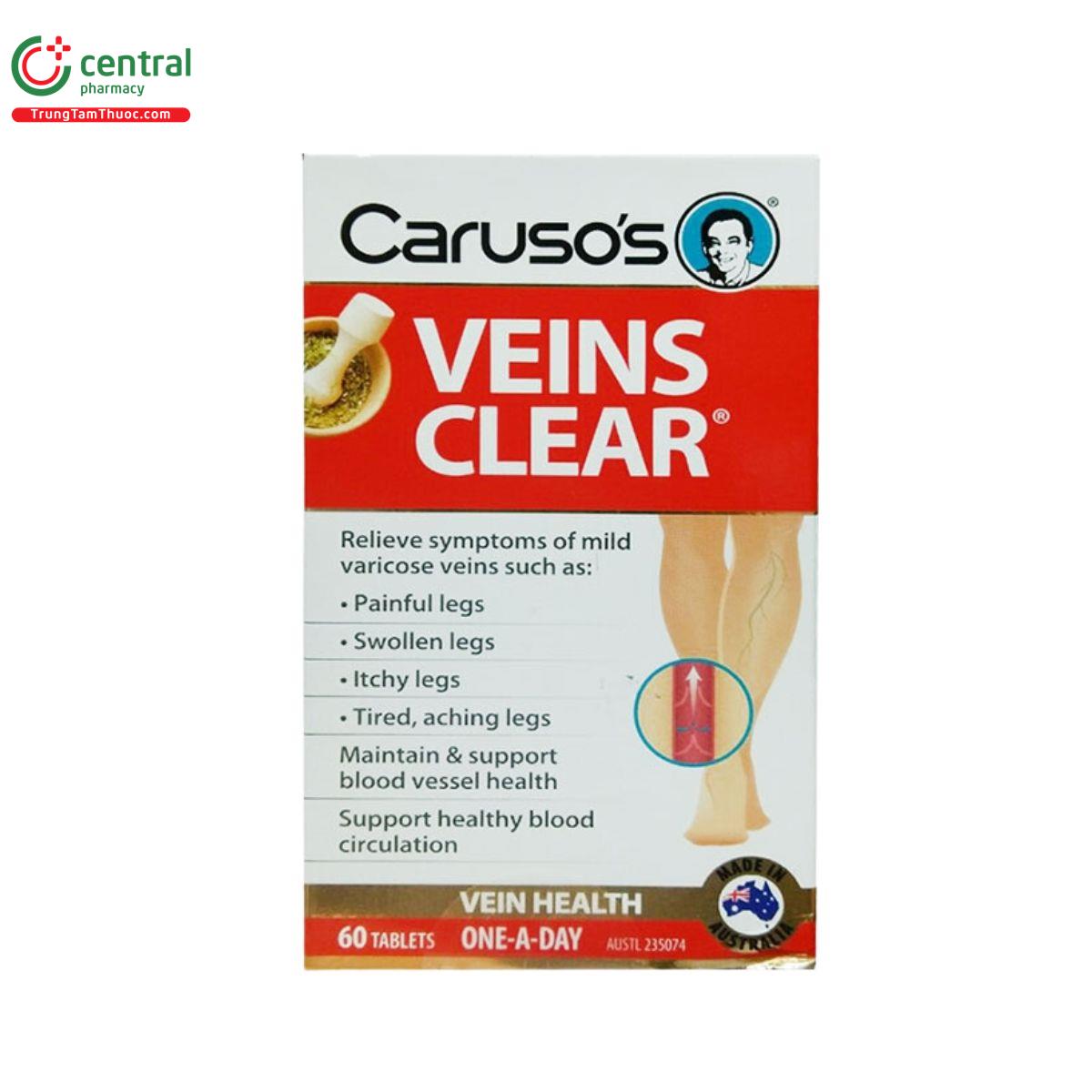 Thuốc Carusos Veins Clear hỗ trợ giảm suy giãn tĩnh mạch chân