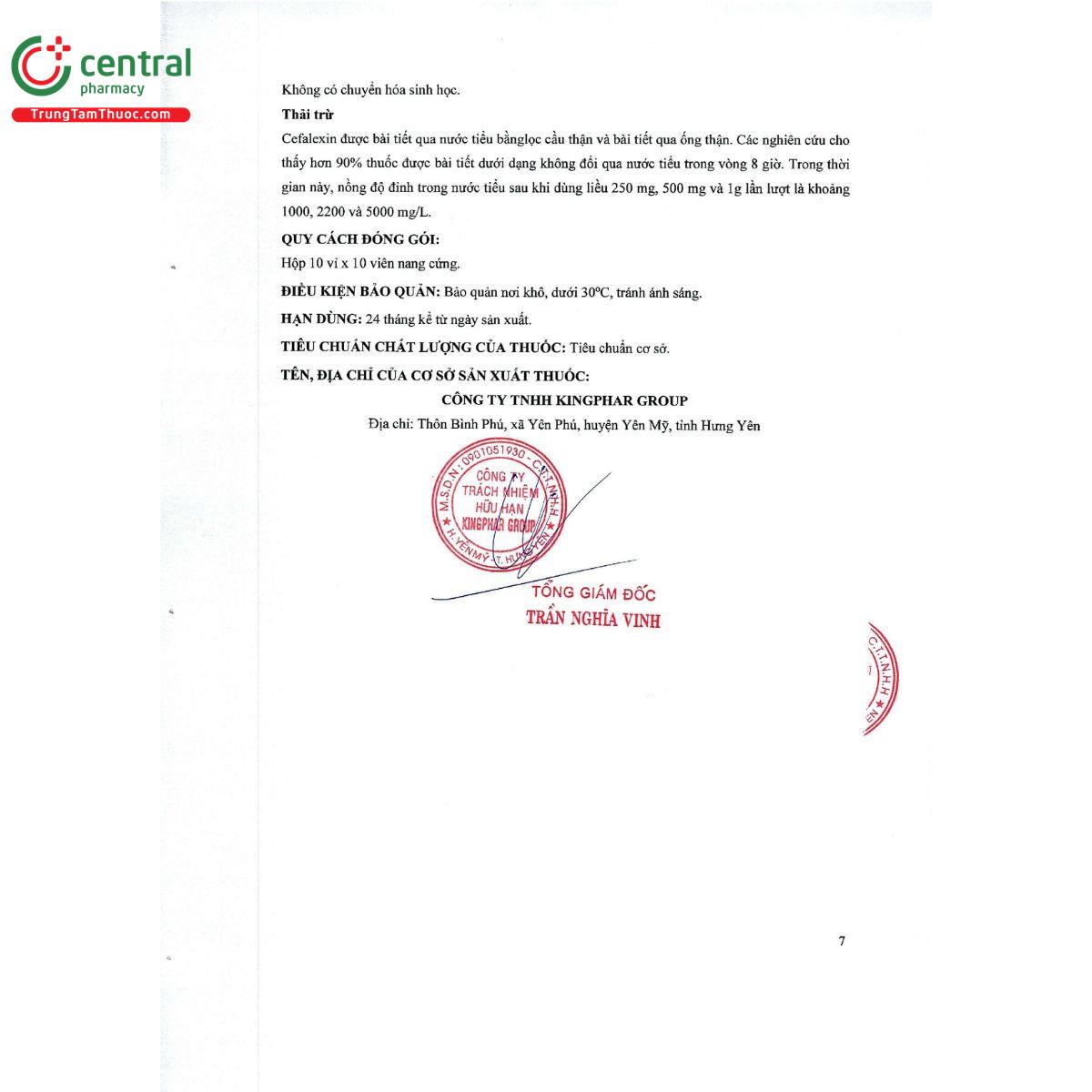 cefalexin 500mg kingphar 10 R7707