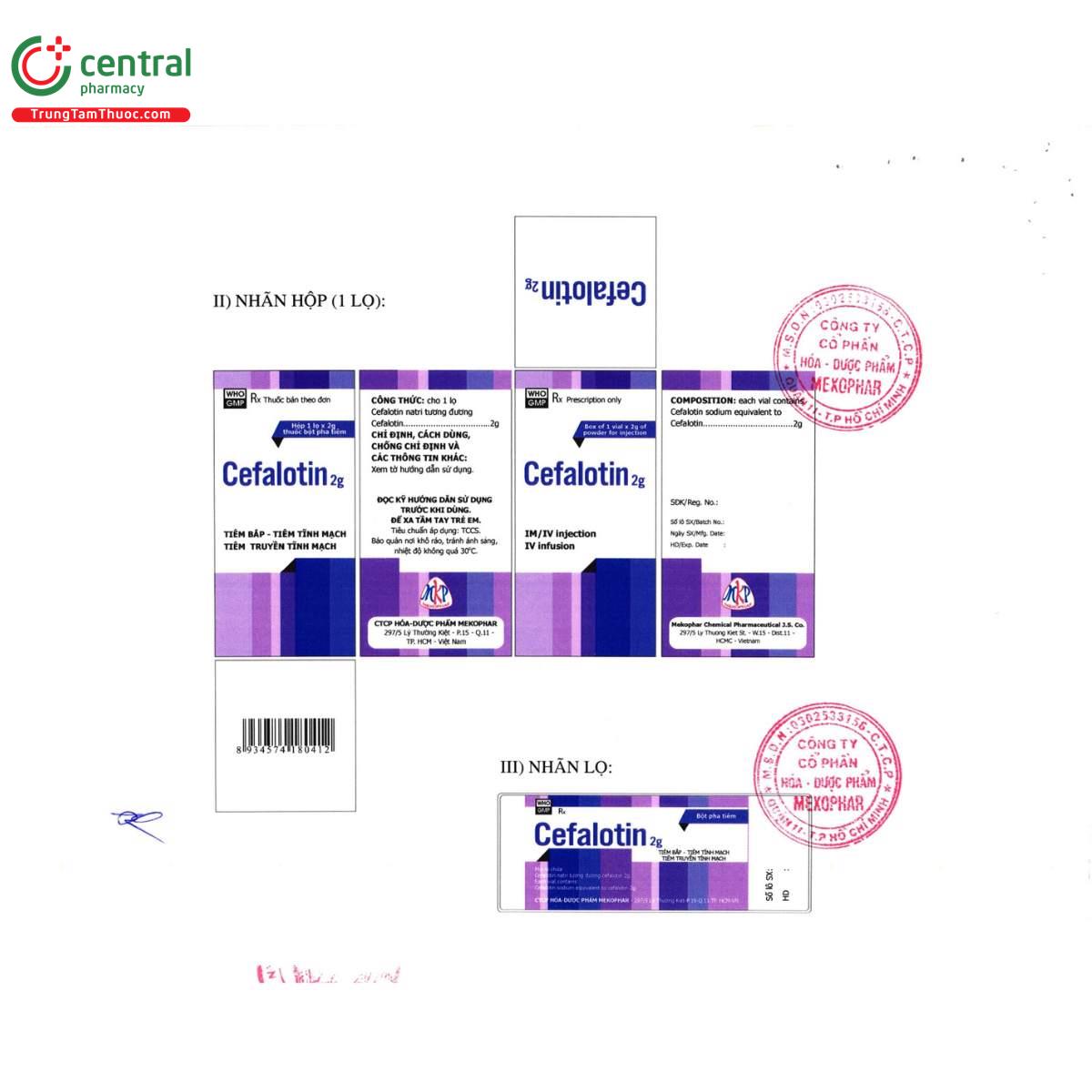 cefalotin 2g mekophar 4 T7812