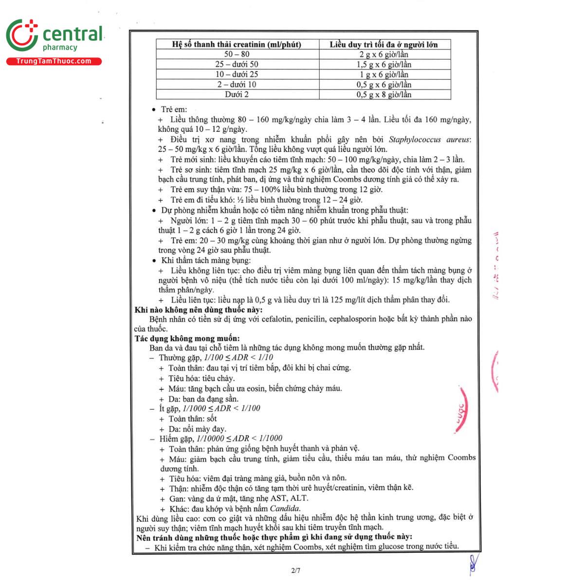 cefalotin 2g mekophar 6 B0668