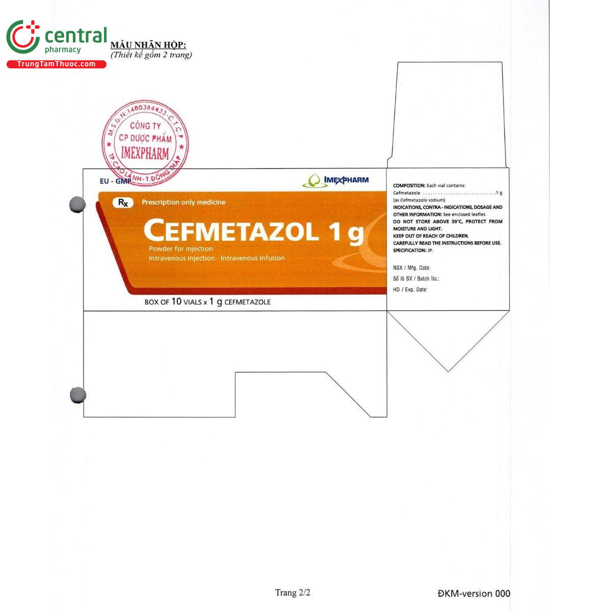 cefmetazol 1g imexpharm 3 D1750