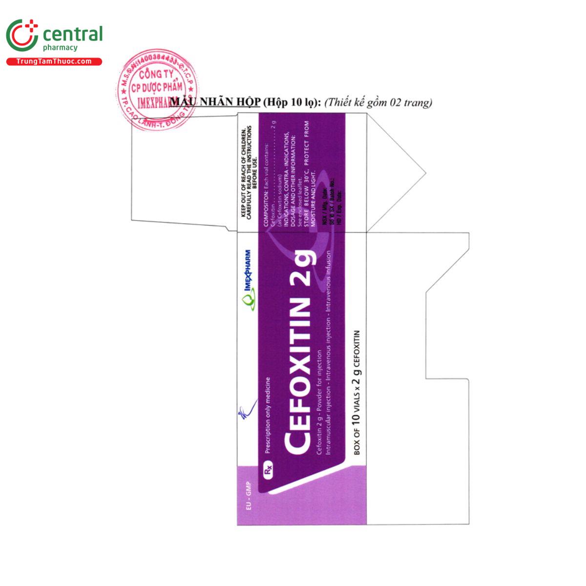 Thuốc Cefoxitin 2g Imexpharm - kháng sinh điều trị nhiễm khuẩn