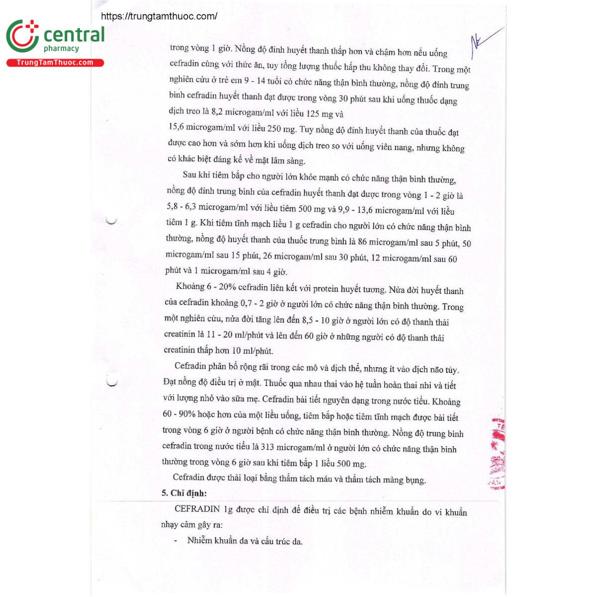 cefradin 1g 5 B0423