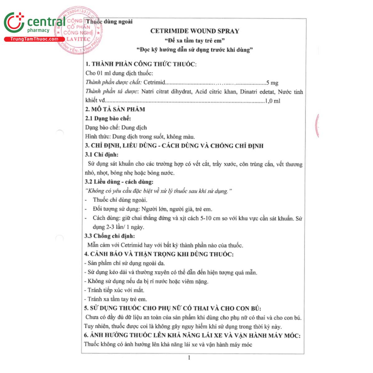 cetrimide wound spray 5mg ml 5 I3431